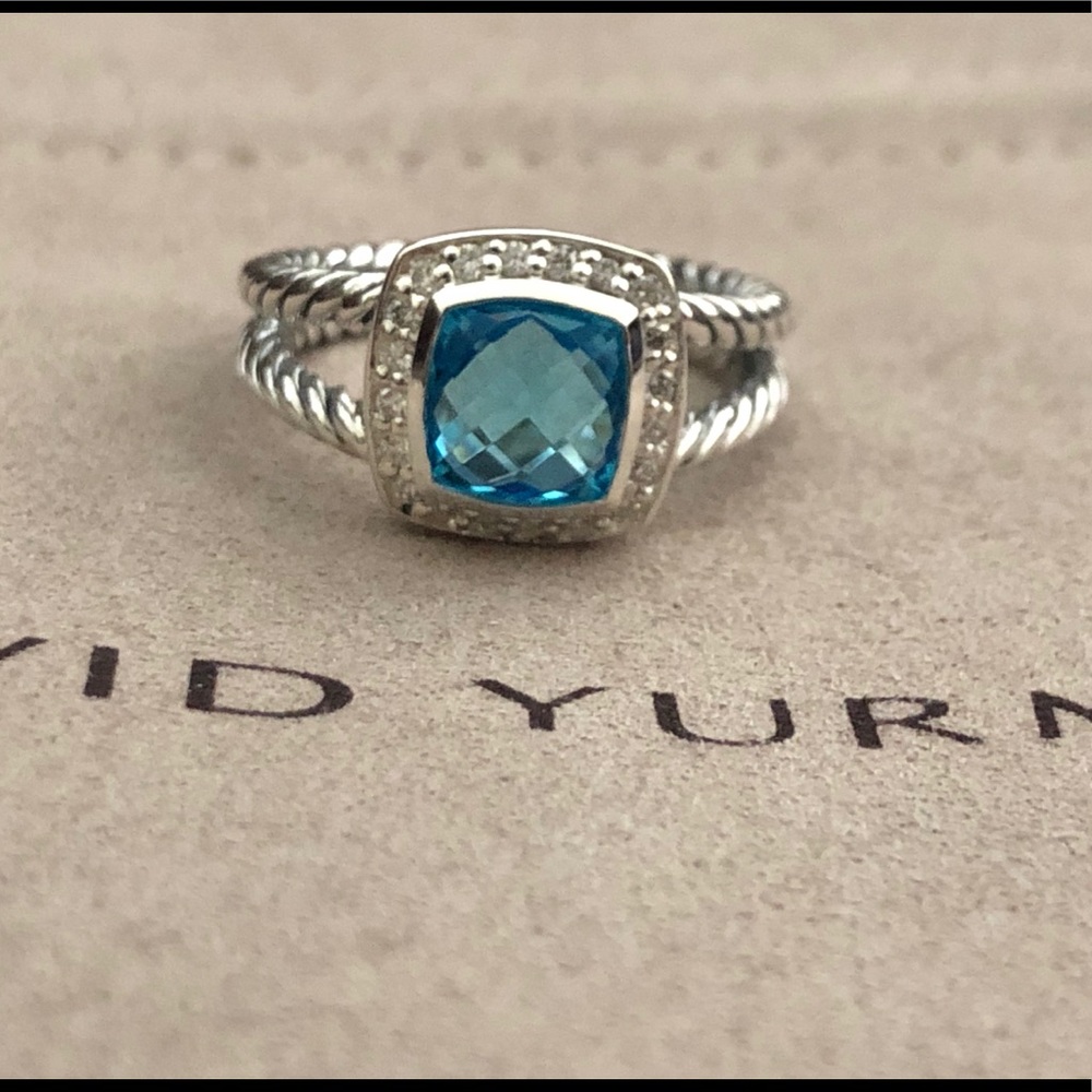 David Yurman Albion Ring With Blue Topaz Size 7.5